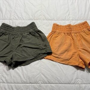 Aerie Girls Olive Green and Orange Elastic Waist Shorts (2-Pack)